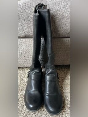 Natural Soul Black Over-the-Knee Leather Boots